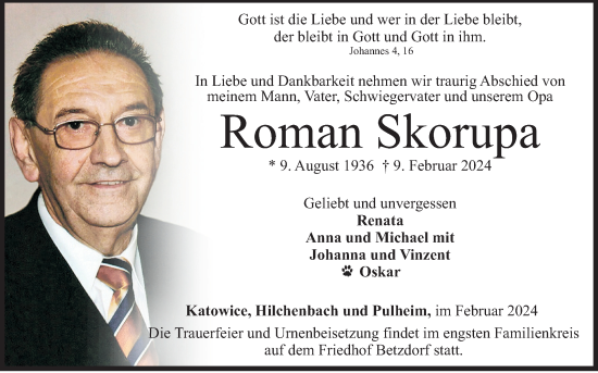 Traueranzeige von Roman Skorupa von Siegener Zeitung