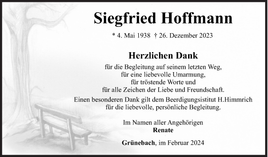 Traueranzeige von Siegfried Hoffmann von Siegener Zeitung