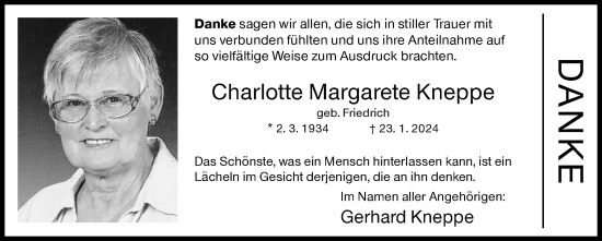 Traueranzeige von Charlotte Margarete Kneppe von Siegener Zeitung