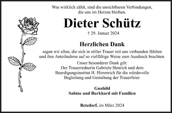 Traueranzeige von Dieter Schütz von Siegener Zeitung
