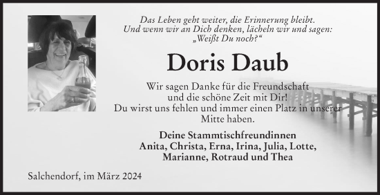 Traueranzeige von Doris Daub von Siegener Zeitung