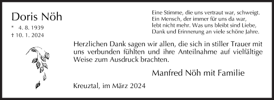 Traueranzeige von Doris Nöh von Siegener Zeitung