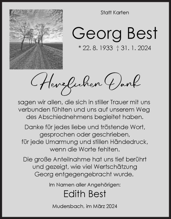 Traueranzeige von Georg Best von Siegener Zeitung