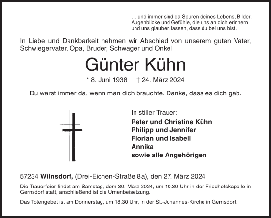 Traueranzeige von Günter Kühn von Siegener Zeitung