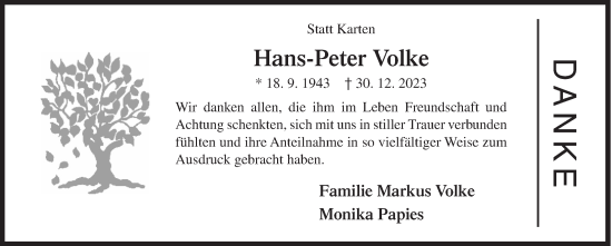 Traueranzeige von Hans-Peter Volke von Siegener Zeitung
