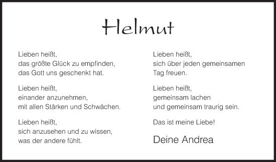 Traueranzeige von Helmut Wehn von Siegener Zeitung