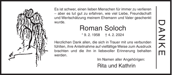 Traueranzeige von Roman Soloch von Siegener Zeitung