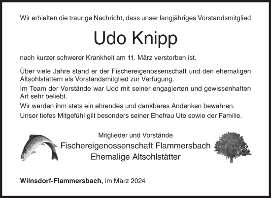 Traueranzeige von Udo Knipp von Siegener Zeitung