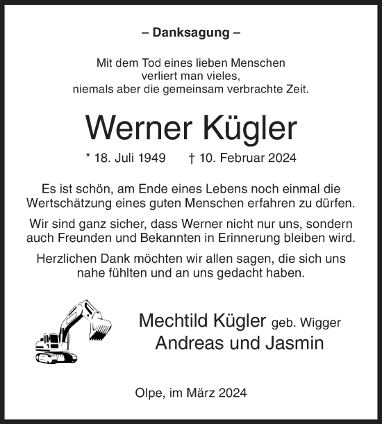 Traueranzeige von Werner Kügler von Siegener Zeitung