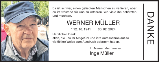Traueranzeige von Werner Müller von Siegener Zeitung