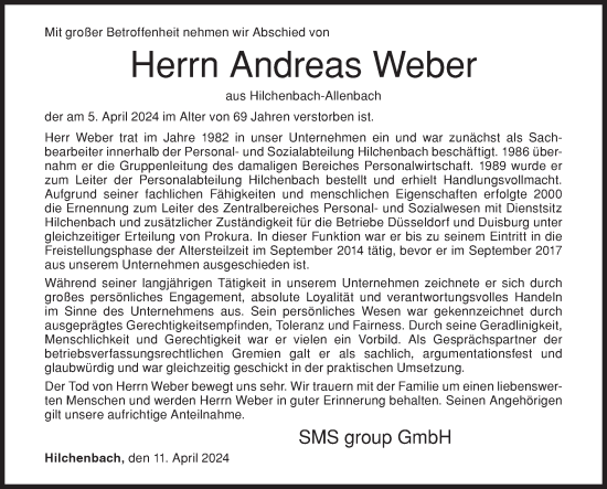 Traueranzeige von Andreas Weber von Siegener Zeitung