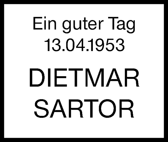Traueranzeige von Dietmar Sartor von Siegener Zeitung
