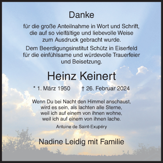 Traueranzeige von Heinz Keinert von Siegener Zeitung