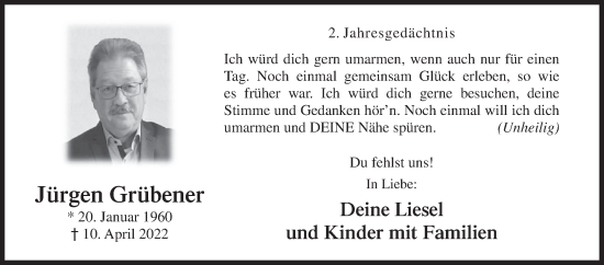 Traueranzeige von Jürgen Grübener von Siegener Zeitung