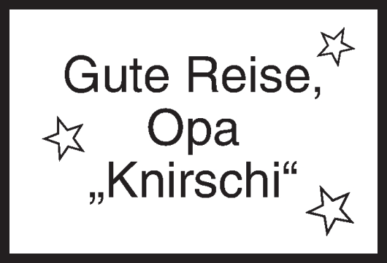 Traueranzeige von Knirschi  von Siegener Zeitung