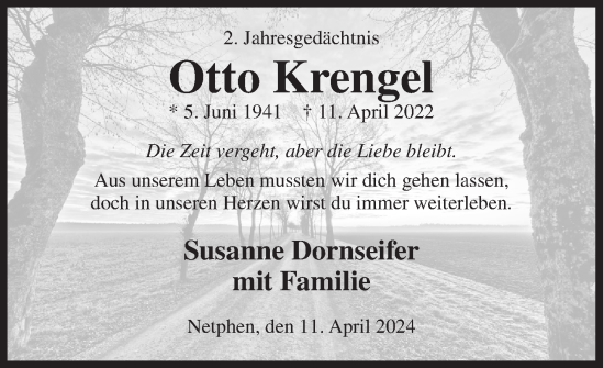 Traueranzeige von Otto Krengel von Siegener Zeitung