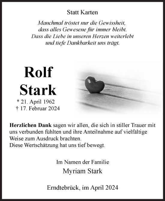 Traueranzeige von Rolf Stark von Siegener Zeitung