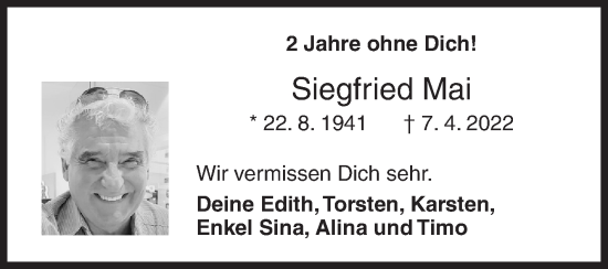 Traueranzeige von Siegfried Mai von Siegener Zeitung