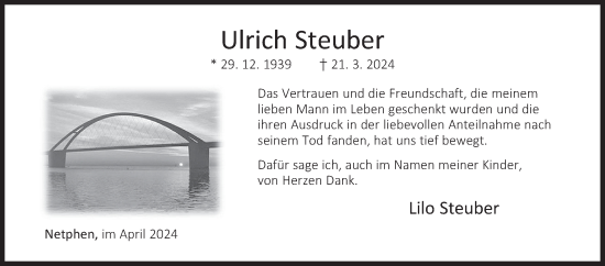 Traueranzeige von Ulrich Steuber von Siegener Zeitung