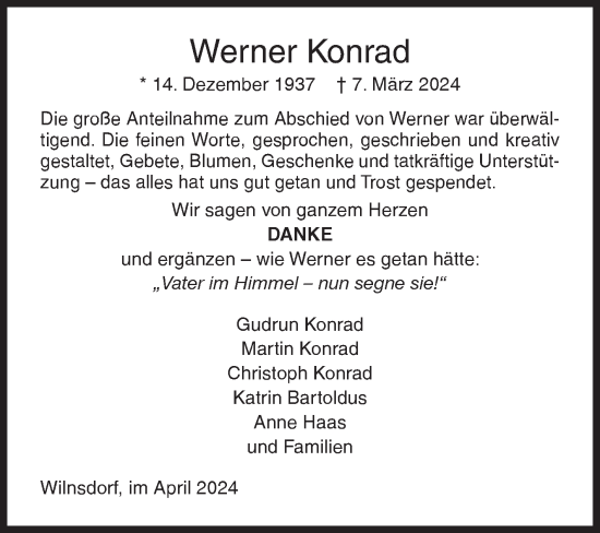 Traueranzeige von Werner Konrad von Siegener Zeitung