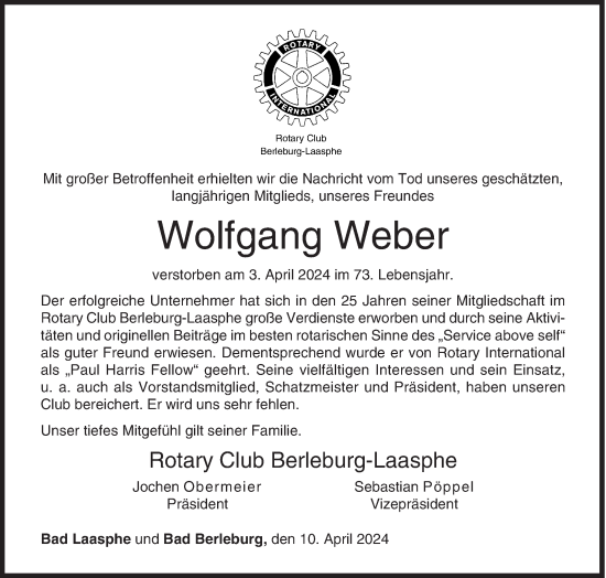 Traueranzeige von Wolfgang Weber von Siegener Zeitung