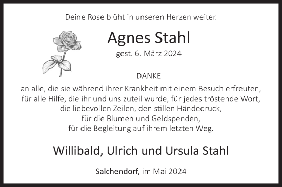 Traueranzeige von Agnes Stahl von Siegener Zeitung