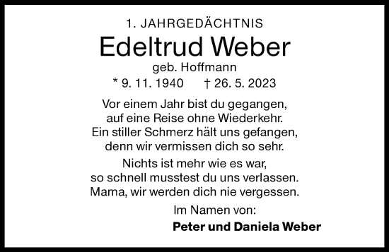 Traueranzeige von Edeltrud Weber von Siegener Zeitung
