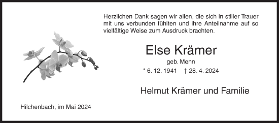 Traueranzeige von Else Krämer von Siegener Zeitung