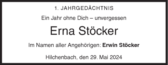 Traueranzeige von Erna Stöcker von Siegener Zeitung
