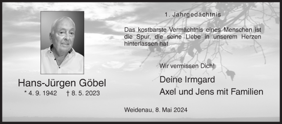 Traueranzeige von Hans-Jürgen Göbel von Siegener Zeitung