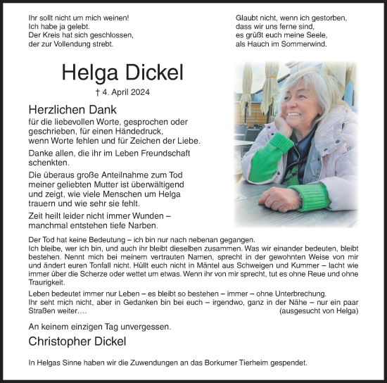 Traueranzeige von Helga Dickel von Siegener Zeitung