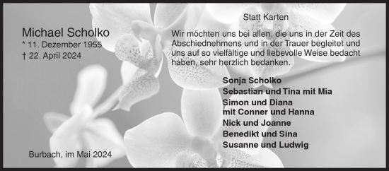 Traueranzeige von Michael Scholko von Siegener Zeitung