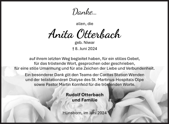 Traueranzeige von Anita Otterbach von Siegener Zeitung