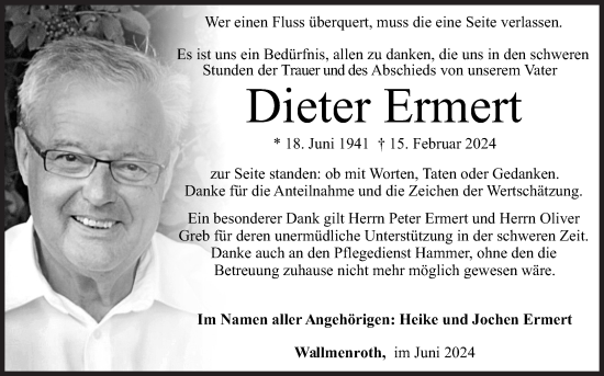 Traueranzeige von Dieter Ermert von Siegener Zeitung