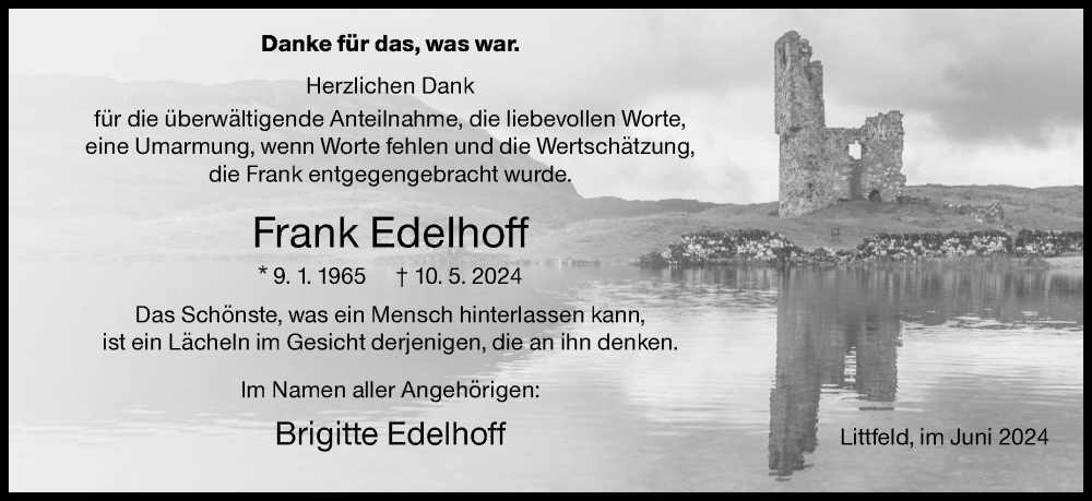  Traueranzeige für Frank Edelhoff vom 22.06.2024 aus Siegener Zeitung