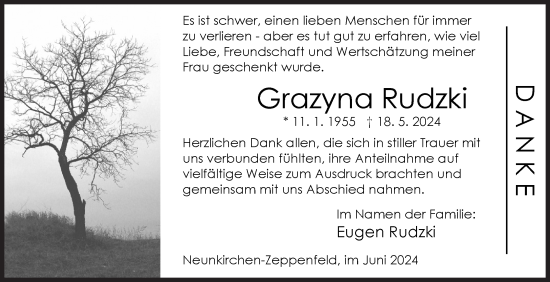 Traueranzeige von Grazyna Rudzki von Siegener Zeitung