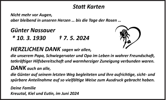Traueranzeige von Günter Nassauer von Siegener Zeitung