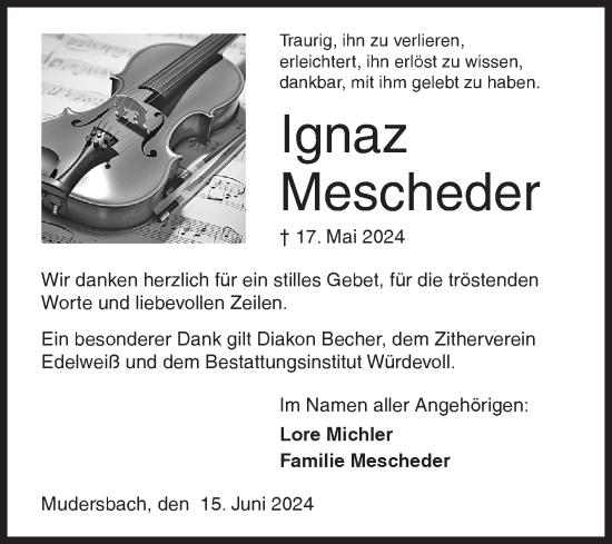 Traueranzeige von Ignaz Mescheder von Siegener Zeitung