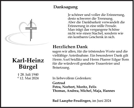 Traueranzeige von Karl-Heinz Bürgel von Siegener Zeitung