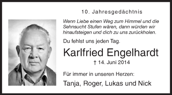 Traueranzeige von Karlfried Engelhardt von Siegener Zeitung