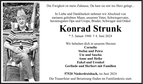 Traueranzeige von Konrad Strunk von Siegener Zeitung