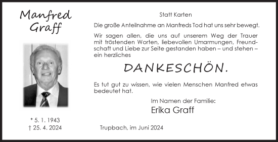 Traueranzeige von Manfred Graff von Siegener Zeitung