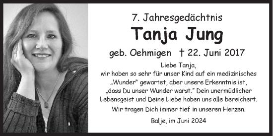 Traueranzeige von Tanja Jung von Siegener Zeitung