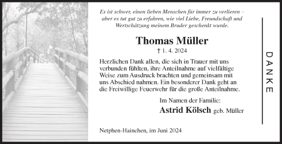 Traueranzeige von Thomas Müller von Siegener Zeitung
