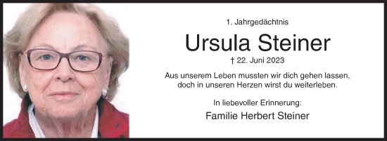 Traueranzeige von Ursula Steiner von Siegener Zeitung