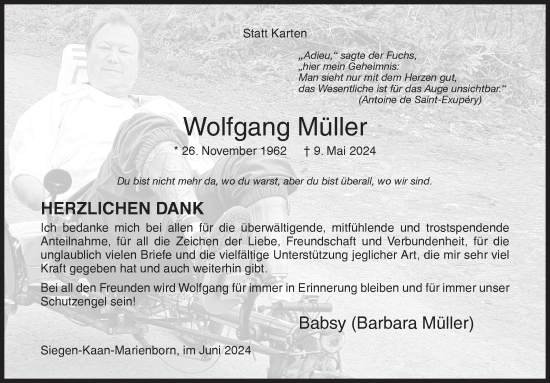 Traueranzeige von Wolfgang Müller von Siegener Zeitung