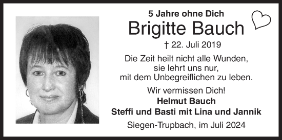 Traueranzeige von Brigitte Bauch von Siegener Zeitung