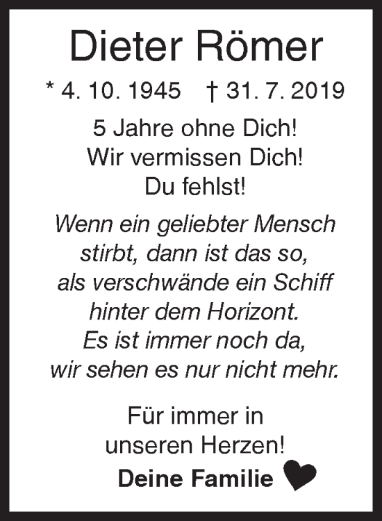 Traueranzeige von Dieter Römer von Siegener Zeitung