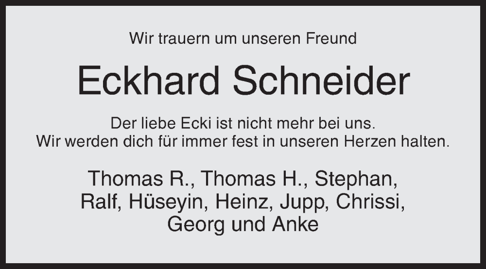 Traueranzeige für Eckhard Schneider vom 04.07.2024 aus Siegener Zeitung
