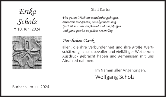 Traueranzeige von Erika Scholz von Siegener Zeitung